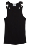 Jean Paul Gaultier Buckle Strap Cotton Racerback Tank In Black