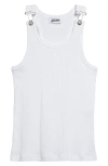 Jean Paul Gaultier Buckle Strap Cotton Racerback Tank In White