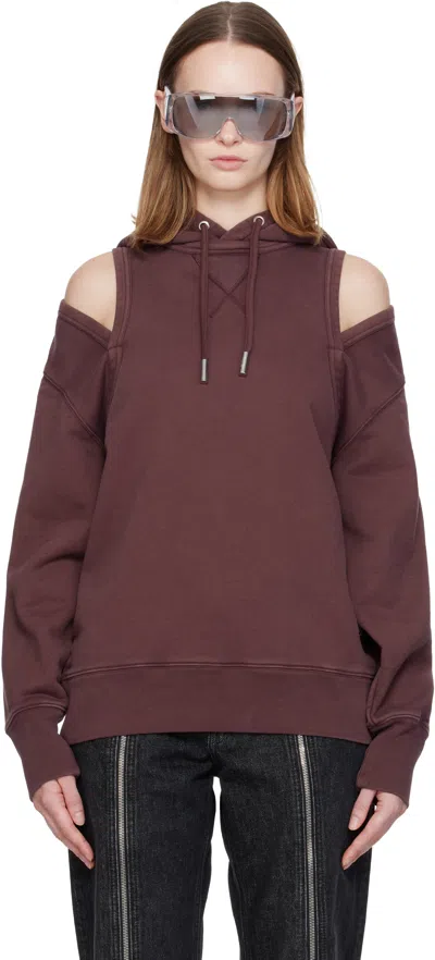 Jean Paul Gaultier Burgundy Cut Out Hoodie In Brown