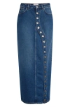 Jean Paul Gaultier Asymmetric Denim Midi Skirt In Vintage Blue