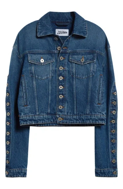 Jean Paul Gaultier Button Detail Denim Trucker Jacket In Vintage Blue