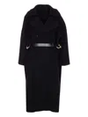 Jean Paul Gaultier Heavy Coat With Belted Waist And Pockets In Black