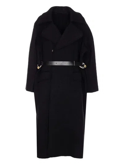 Jean Paul Gaultier Button-fastening Belted Coat In Black