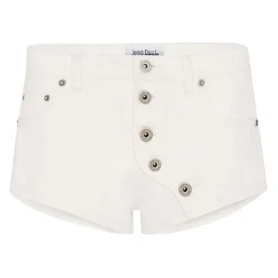 Pre-owned Jean Paul Gaultier Buttoned Denim Short 'off White' | Women's Size 27