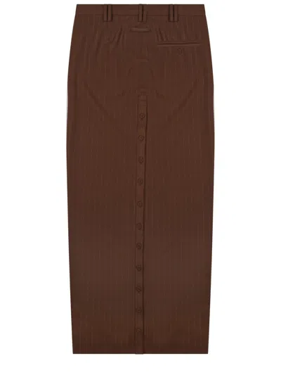 Jean Paul Gaultier Button-front Virgin Wool Midi Skirt In Brown