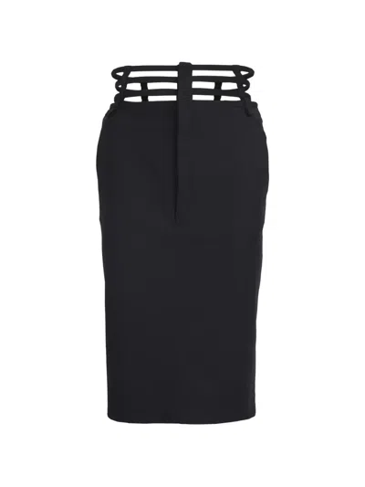 Pre-owned Jean Paul Gaultier Cage Midi Skirt In Black