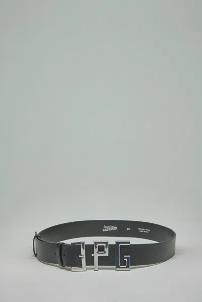 Jean Paul Gaultier Calfskin Leather Belt With ''jpg'' Metal Letters In Black