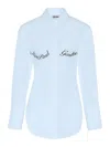 Jean Paul Gaultier Underboob Transfer Print Shirt For Women In Blue