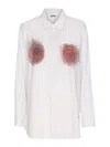 Jean Paul Gaultier Graphic Print Long Sleeve Collared Top In White