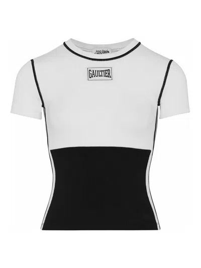 Jean Paul Gaultier Ribbed Cotton T-shirt In White