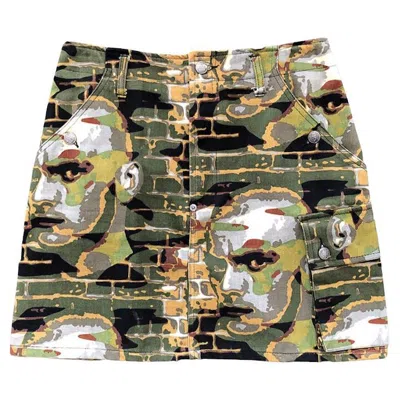 Pre-owned Jean Paul Gaultier Camo Mini Skirt With Droids In Brown