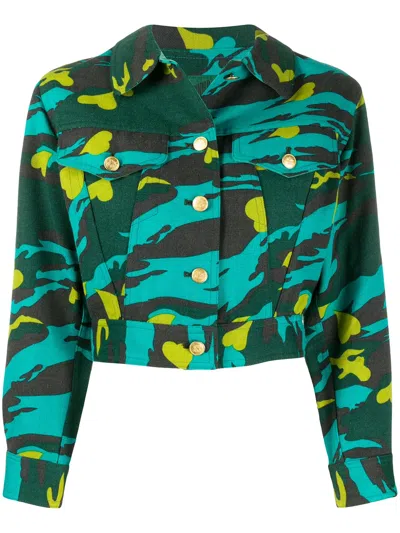 Pre-owned Jean Paul Gaultier Camouflage Print Denim Jacket In Blue