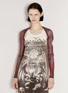 Jean Paul Gaultier Cartouche Mesh Long Sleeve Shawl In Burgundy