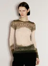 Jean Paul Gaultier Green & Off-white 'the Cartouche' Long Sleeve T-shirt In Cream