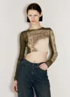 Jean Paul Gaultier Graphic-print Stretch Cropped Top In Green