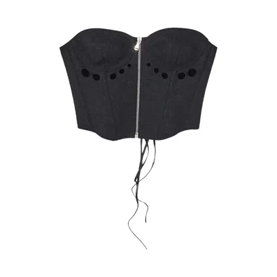 Pre-owned Jean Paul Gaultier Center Zip Bustier Top 'dark Grey' | Women's Size 40