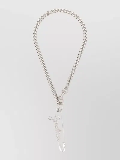 Jean Paul Gaultier Chain Necklace Featuring Safety Pin Motif In Silver