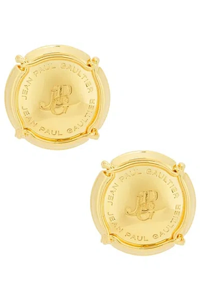Jean Paul Gaultier Champagne Cork Earrings In Gold