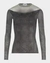 Jean Paul Gaultier Check Layered Mesh Long-sleeve Top In Animal Print