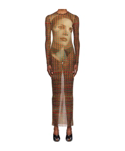 Jean Paul Gaultier Check Pattern Dress In Brown