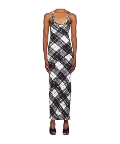 Jean Paul Gaultier Check Pattern Print Dress In Black