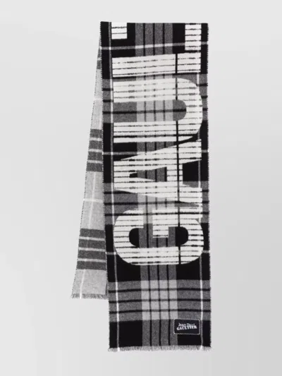 Jean Paul Gaultier Checkered Wool Scarf Logo
