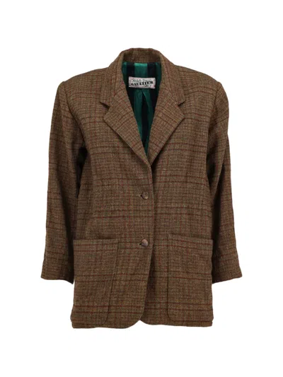 Pre-owned Jean Paul Gaultier Check-pattern Blazer In Brown