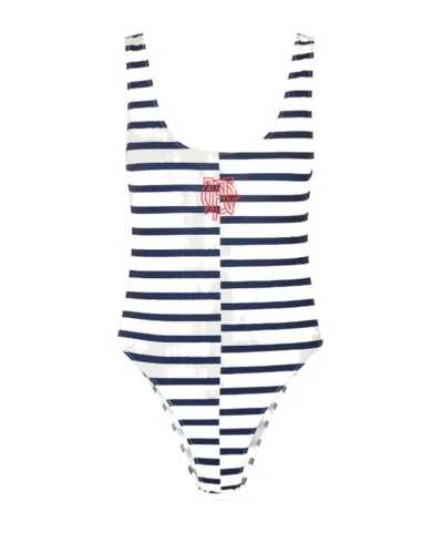 Jean Paul Gaultier Classic Striped Swimsuit In White