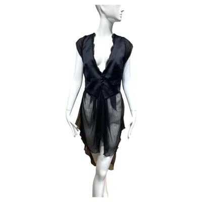 Pre-owned Jean Paul Gaultier Classique Jean Paul Gaultier 1990s Black Silk V Neck Vest Top Unisex Medium