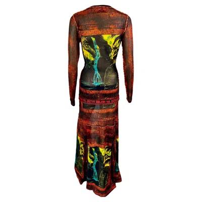 Pre-owned Jean Paul Gaultier Classique S/s 2000 Abstract Top & Skirt Ensemble 2 Piece Set In Brown
