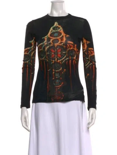 Pre-owned Jean Paul Gaultier Classique Vintage Graphic Print Top In Black