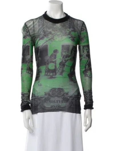 Pre-owned Jean Paul Gaultier Classique Vintage Printed Top In Green