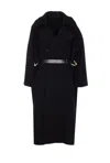Jean Paul Gaultier Womens Black Belted Notch-lapels Stretch-wool Coat In Black