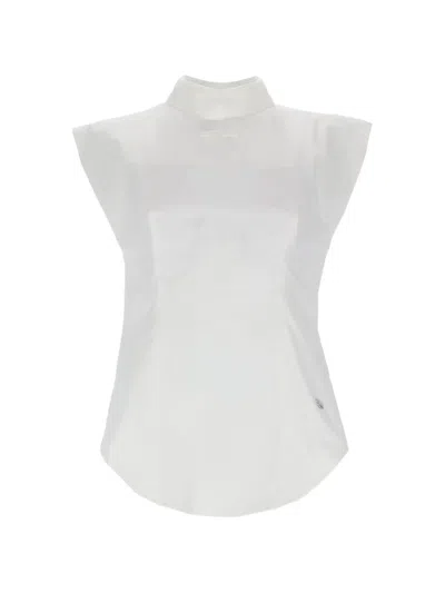 Jean Paul Gaultier Sleeveless Shirt Button Detail Cap Sleeves Hem In White