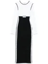 Jean Paul Gaultier Ribbed Texture Crew Neck Long Sleeve Dress In White