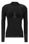 Jean Paul Gaultier Light Jersey Backless Top With Covered Cup Detail In Black