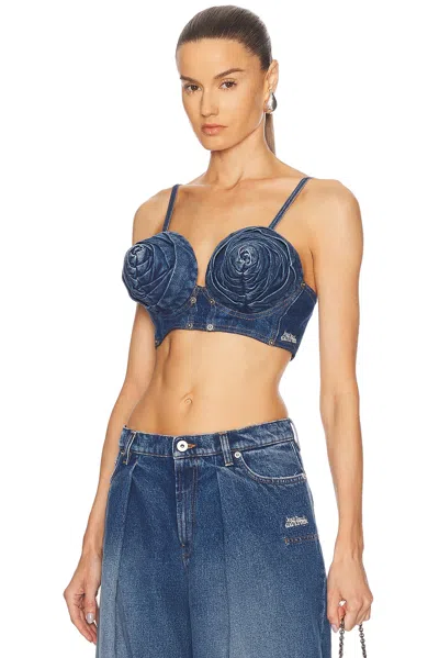 Jean Paul Gaultier Gathered Top With Strap Design And Structured Cups In Blue