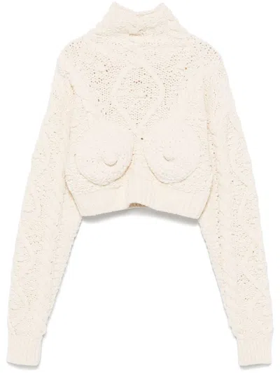 JEAN PAUL GAULTIER CONICAL-BRA DETAIL CROPPED SWEATER