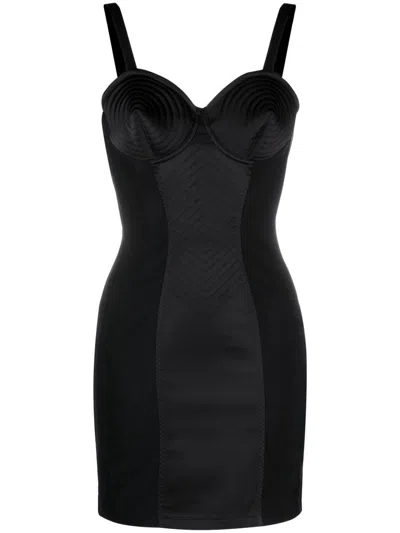 Jean Paul Gaultier Conical Corset Short Dress In Black