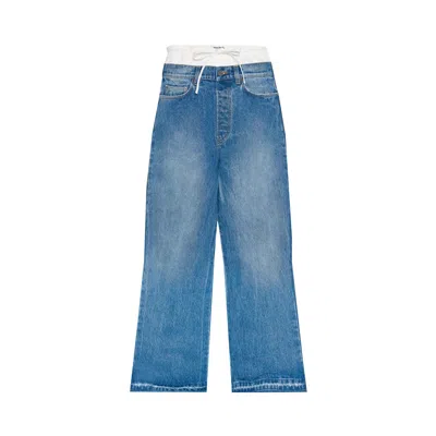 Pre-owned Jean Paul Gaultier Contrast Panel Wide Leg Jeans 'vintage Blue/white'