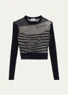 Jean Paul Gaultier Contrasted Mariniere Mixed-media Crop Top In 590100-navywhiteb