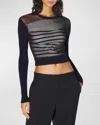 Jean Paul Gaultier Contrasted Mariniere Mixed-media Crop Top In 590100-navywhiteblack