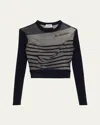 Jean Paul Gaultier Contrasted Mariniere Mixed-media Crop Top In 590100-navywhiteblack