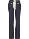 Jean Paul Gaultier Contrasting Lace-up Jeans In Blue