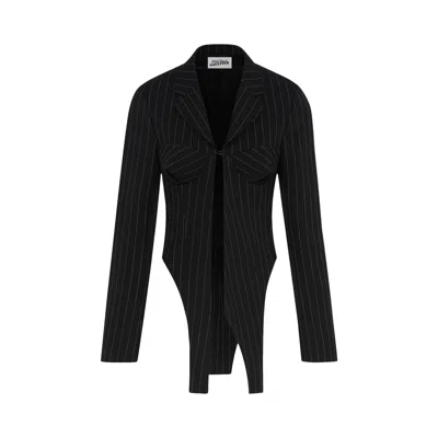 Pre-owned Jean Paul Gaultier Corset Detail Tailoring Jacket 'black/white' | Women's Size 38