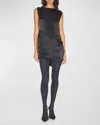 Jean Paul Gaultier Corset Laced Satin Minidress In 00-black
