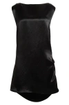 Jean Paul Gaultier Corset Laced Satin Minidress In Black