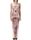 Jean Paul Gaultier Ribbed Cotton Long Dress With Printed Corset