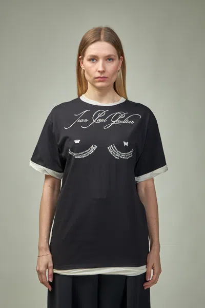 JEAN PAUL GAULTIER COTTON ASYMETRIC T-SHIRT PRINTED ''TATTOO"
