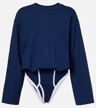 Jean Paul Gaultier Cotton Bodysuit In Blue